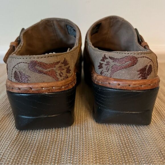 KLOGS woman’s Size 7.5 Clog Leather Upper Embroidered Brown with Buckle “Austin” - Picture 11 of 16